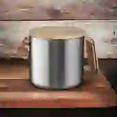 Caneca em Inox com Tampa de Bambu Parede Dupla 380ml Prata