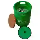 Banco Cooler de Cervejas Barril Decorativo Tampo de Madeira 9L Verde