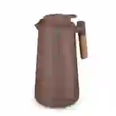 Garrafa Térmica Bule 1 Litro Parede Dupla com Ampola de Vidro e Alça de Madeira Marrom