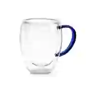 Xícara em Vidro Borossilicato Parede Dupla 350ml Azul