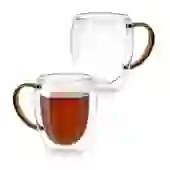 Kit 2 Xícaras em Vidro Borossilicato Parede Dupla 350ml Marrom