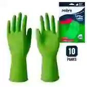 Kit 10 Pares de Luvas Nobre Látex M p/ Agentes Químicos Resistente e Segura Verde