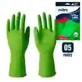 Kit 5 Pares de Luvas Nobre Látex M p/ Agentes Químicos Resistente e Segura Verde