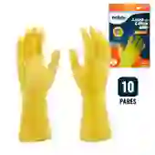 Kit 10 Pares de Luvas Nobre Látex G p/ Agentes Químicos Resistente e Segura Amarelo