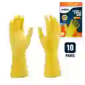 Kit 10 Pares de Luvas Nobre Látex M p/ Agentes Químicos Resistente e Segura Amarelo