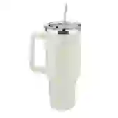 Garrafa Canecão em Inox Parede Dupla 1300ml com Alça e Canudo Bege