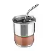 Copo de Café com Canudo em Inox Hermético 250ml Prata