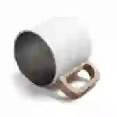 Caneca Térmica 400ml Parede Dupla com Alça de Bambu Branca