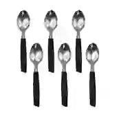 Kit 6 Peças Colher de Chá/Sobremesa Cabene Cabo Plástico Preto