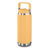 Garrafa Térmica Parede Dupla em Aço Inox Amarela 900ml com Alça