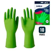 Kit 10 Pares de Luvas Nobre Látex P p/ Agentes Químicos Resistente e Segura Verde