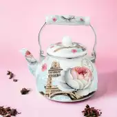 Chaleira Vintage Esmaltada 2,2L com Apito Indução Branca