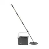 Mop Rotatório com Balde Compacto Quadrado Cinza/Branco Sistema Inteligente
