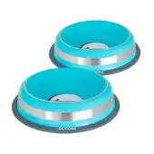 Kit 2 Comedouros Inox Prestige Azul 850ml - Resistente e Antiderrapante