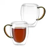 Kit 2 Xícaras em Vidro Borossilicato Parede Dupla 350ml Marrom