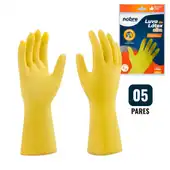 Kit 5 Pares de Luvas Nobre Látex G p/ Agentes Químicos Resistente e Segura Amarelo