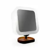 Espelho Maquiagem Iluminado Articulado com Aumento Base de Madeira