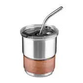 Copo de Café com Canudo em Inox Hermético 250ml Prata