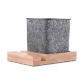 Porta Lápis e Celular em Feltro com Base de Bambu Organizador