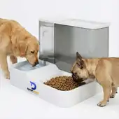 Comedouro e Bebedouro Automático Duplo para Pets Premium Branco