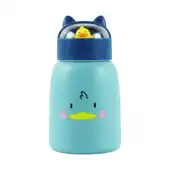 Copo Infantil Azul 350ml com Parede Dupla, Interior de Vidro, Isolamento Térmico e Estampa Cartoon