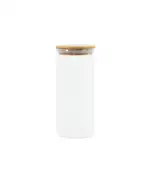 Pote 800Ml De Vidro Com Tampa De Bambu Circular Mantimento - Oikos