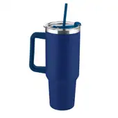 Garrafa Canecão em Inox Parede Dupla 1300ml com Alça e Canudo Azul