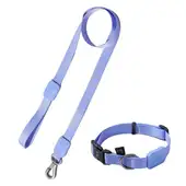 Coleira Ajustável e Guia para Cães Violeta - G