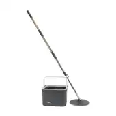 Mop Rotatório com Balde Compacto Quadrado Cinza/Branco Sistema Inteligente
