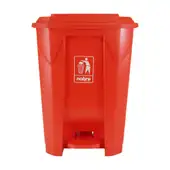 Lixeira Plástica com Pedal 50L Vermelha Grande Áreas Externas - Nobre
