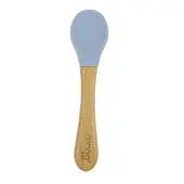 Colher de Bambu e Silicone Azul para Bebês – Antimicrobiana