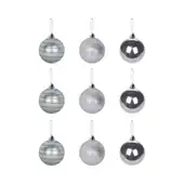 Kit 9 Bolinhas para Árvore de Natal 5cm Enfeite Prata