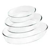 Jogo de Travessas Ovais em Vidro para Servir 3 Peças (1,5L+2L+3L)