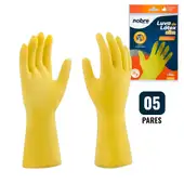 Kit 5 Pares de Luvas Nobre Látex P p/ Agentes Químicos Resistente e Segura Amarelo