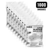 Kit 1000 Luvas Plásticas Descartáveis HDPE Nobre Tamanho Único Ambidestras