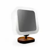 Espelho Maquiagem Iluminado Articulado com Aumento Base de Madeira