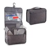 Necessaire Grande com Cabide Poliéster Cinza para Viagens