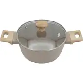 Panela Caçarola Indução Antiaderente Marble 20cm Cabo de Madeira