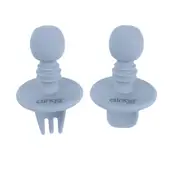 Talheres Flex de Silicone Azul – Seguros para Bebês com Escudo Limitador