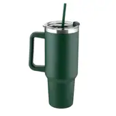 Garrafa Canecão em Inox Parede Dupla 1300ml com Alça e Canudo Verde