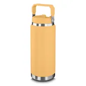 Garrafa Térmica Parede Dupla em Aço Inox Amarela 900ml com Alça