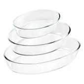 Jogo de Travessas Ovais em Vidro para Servir 3 Peças (1,5L+2L+3L)