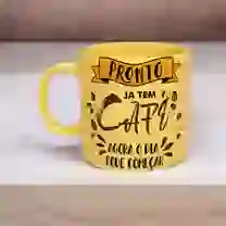 Caneca de Porcelana Amarela 330ml - Já Tem Café
