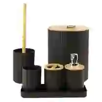 Conjunto para Banheiro com 6 Peças Preto Nature - Mood