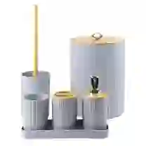 Conjunto para Banheiro com 6 Peças Cinza Nature - Mood