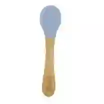 Colher de Bambu e Silicone Azul para Bebês – Antimicrobiana