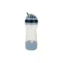 Garrafa Travel com Porta-Lanchinho e Canudo Retrátil Silicone 380ml Anti-Vazamento - Azul