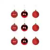 Kit 9 Bolinhas para Árvore de Natal Texturizadas Enfeite Vermelhas