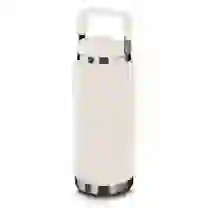 Garrafa Térmica Parede Dupla em Aço Inox Branca 900ml com Alça