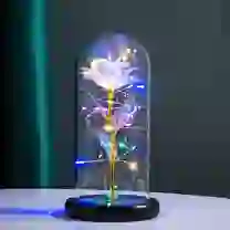 Luminária de Rosa com Cupula de Vidro Luzes De Led Branca
